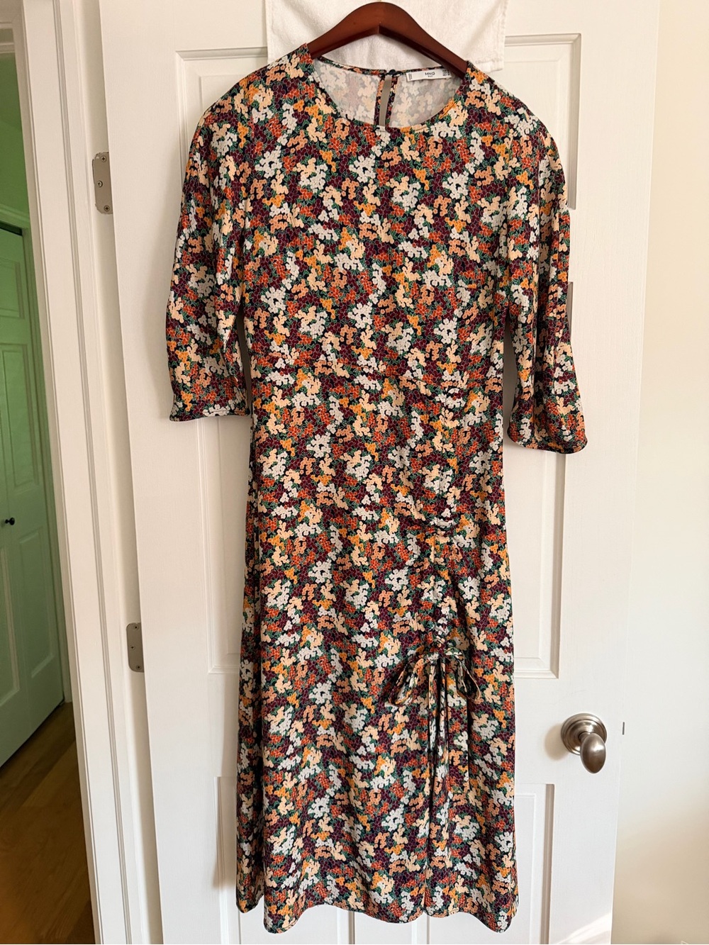 Mango Floral Maxi Dress in White, Orange, Green & Purple